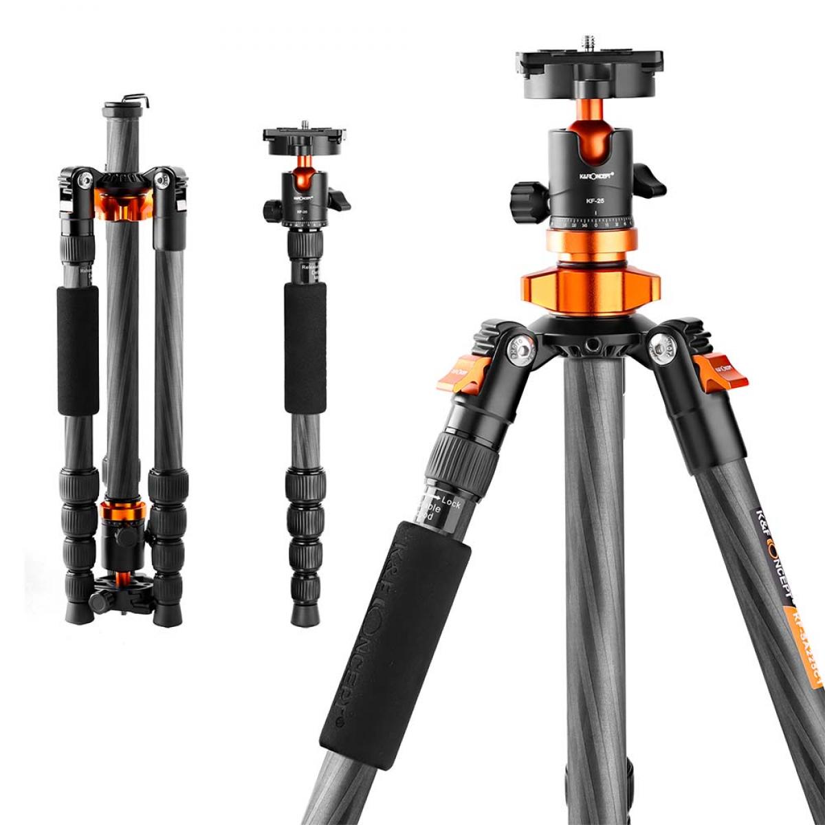 K&F Concept SA225C1 karbon llvny + monopod, fekete-narancssrg