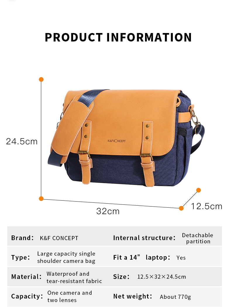 K&f Concept Beta Messenger 12 literes, fotós táska, vízálló